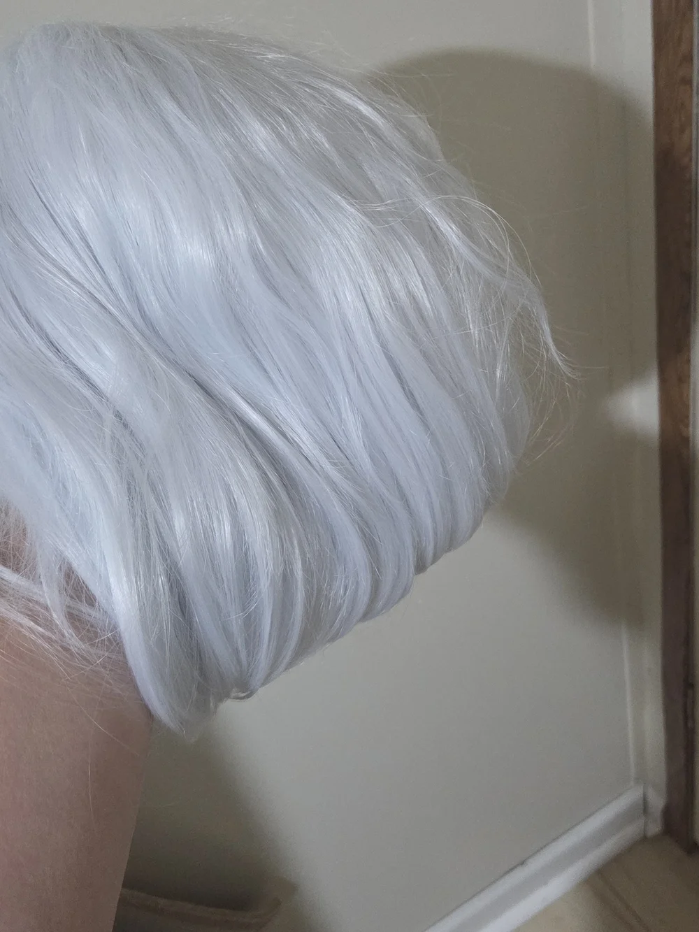 White Synthetic Women's Wig with Bangs